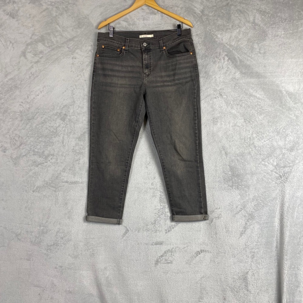 Levi's‎ Boyfriend Jeans Womens 31 Charcoal Grey Faded Cropped Relaxed 19887-0242